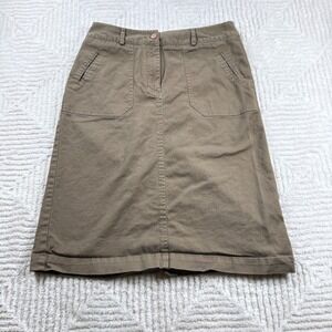 Christopher & Banks Skirt Women's 8 Brown Stretch Modest Utility Preppy Gorpcore